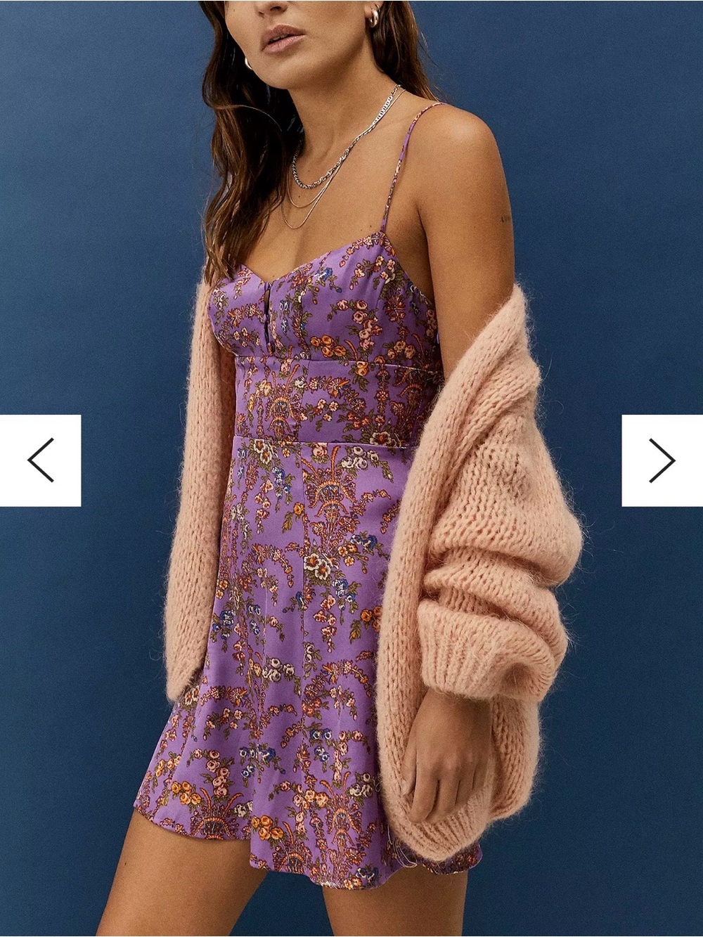 Urban Outfitters Lilac Floral Slip Dress with Spaghetti Straps
